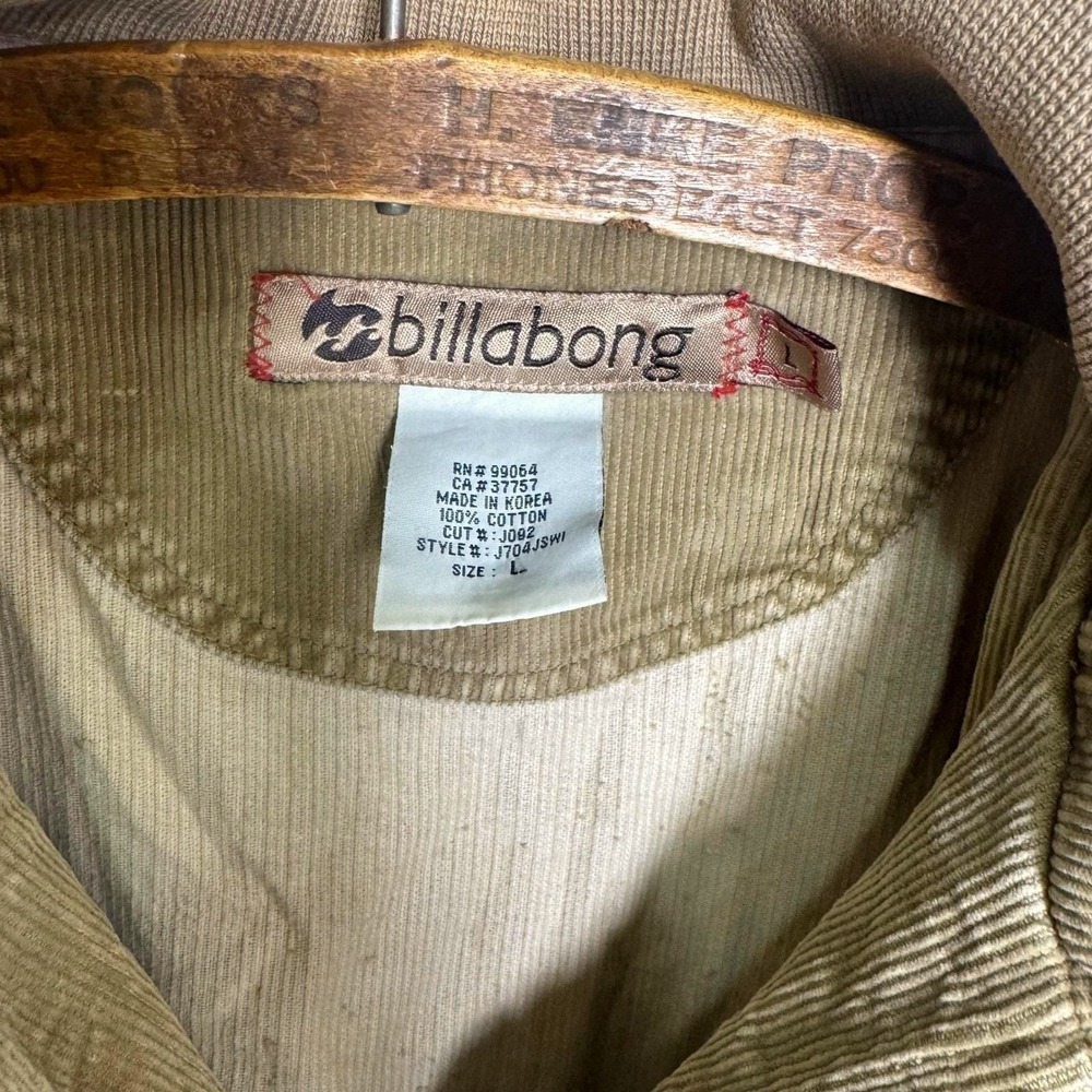 Billabong Y2K Corduroy Bomber Jacket Women's L Tan Epaulettes Korea - Picture 5 of 5